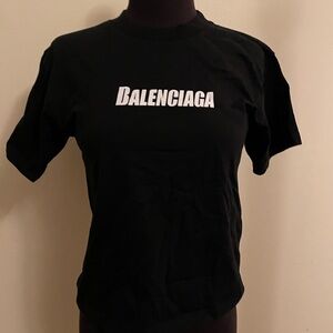 Balenciaga Black Tee with White Logo